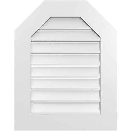 Ekena Millwork Octagonal Top Surface Mount PVC Gable Vent: Functional, w/ 3-1/2"W x 1"P Standard Frame, 22"W x 28"H GVPOT22X2801SF